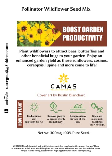 Camas- Pollinator Wildflower Seed Packets - (20) Party Favors to Attract Bees, Butterflies, and Hummingbirds to Your Plant and Flower Garden-Annual Wildflower Mix