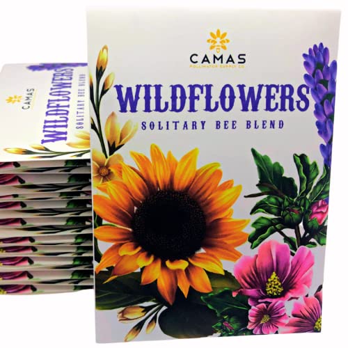 Camas- Pollinator Wildflower Seed Packets - (20) Party Favors to Attract Bees, Butterflies, and Hummingbirds to Your Plant and Flower Garden-Annual Wildflower Mix