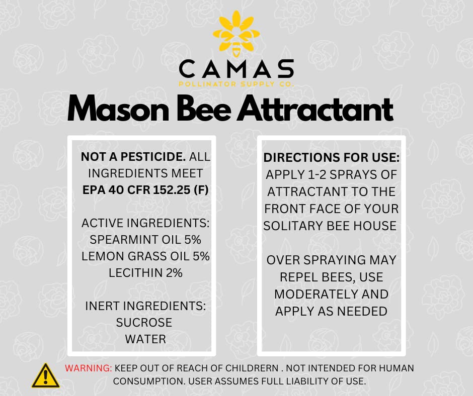 Camas Mason Bee House Attractant, Unique Solitary Pollinator Supplies Such as Mason Bee House Lure can greatly Benefit Mason Bee or Leaf Cutter Bee Nesting Kits